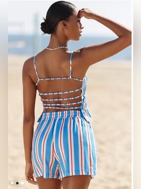 Solid & Striped • The Delta Top • red white blue tank open strappy back NWT sz M